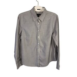 Talbots Classic Gray Dress Button Down Shirt Size 8P Wrinkle Resistant Office